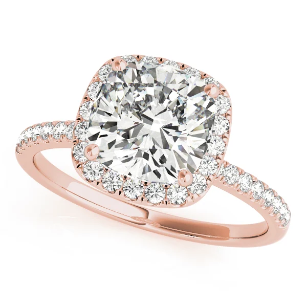 Single Row Cushion Halo Engagement Ring - Image 11
