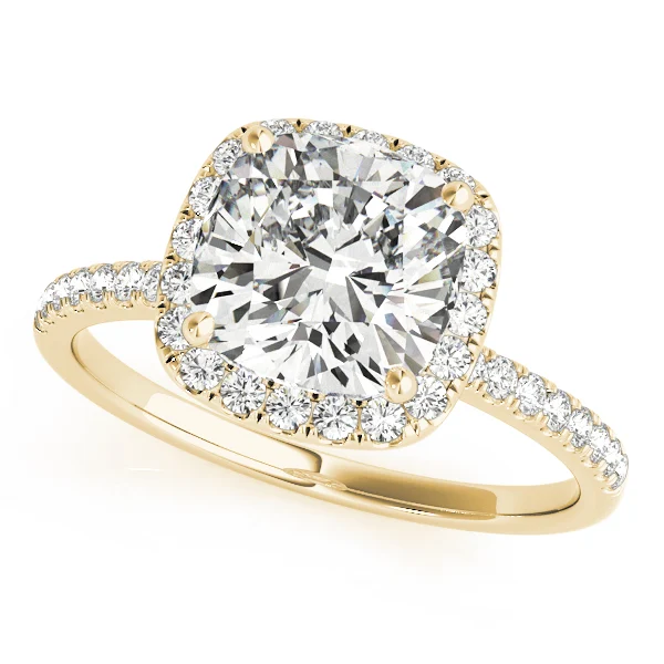 Single Row Cushion Halo Engagement Ring - Image 6