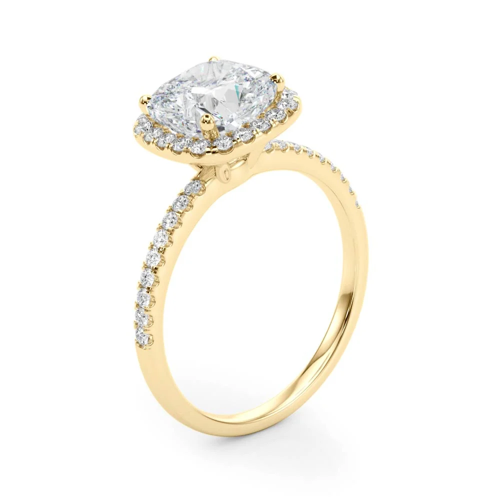 Single Row Cushion Halo Engagement Ring - Image 9