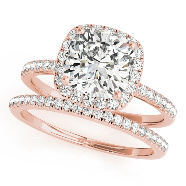 Single Row Cushion Halo Engagement Ring - Image 13