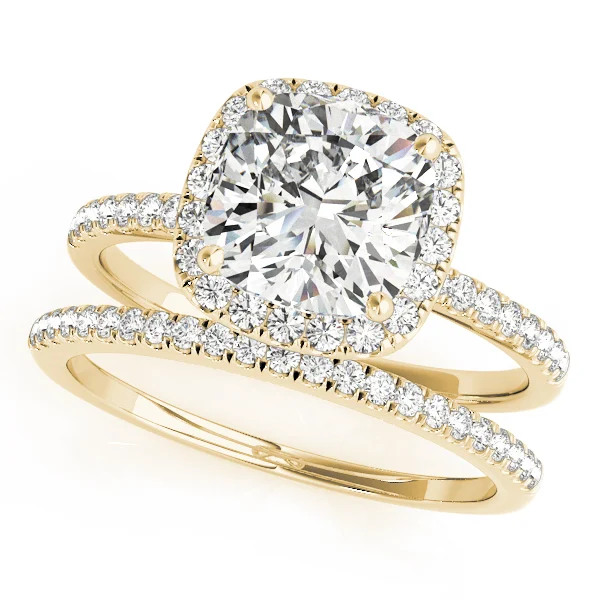 Single Row Cushion Halo Engagement Ring - Image 8