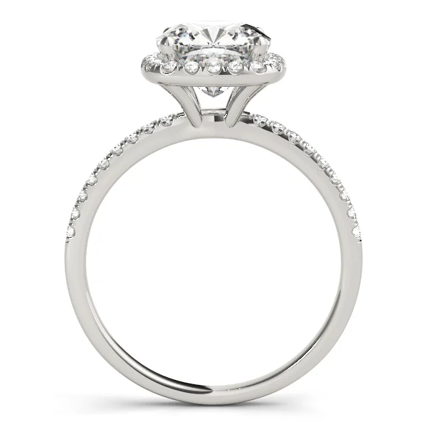 Single Row Cushion Halo Engagement Ring - Image 2