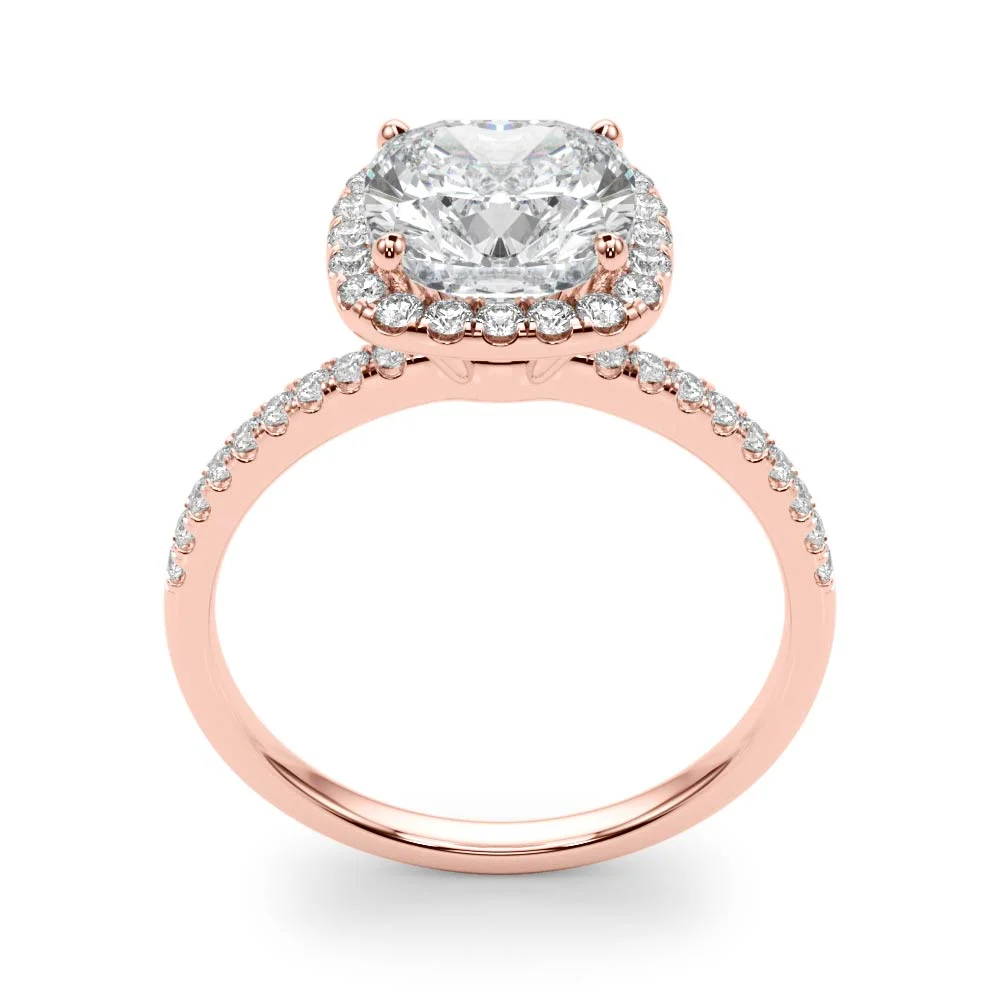 Single Row Cushion Halo Engagement Ring - Image 15