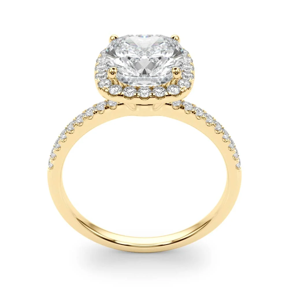 Single Row Cushion Halo Engagement Ring - Image 10