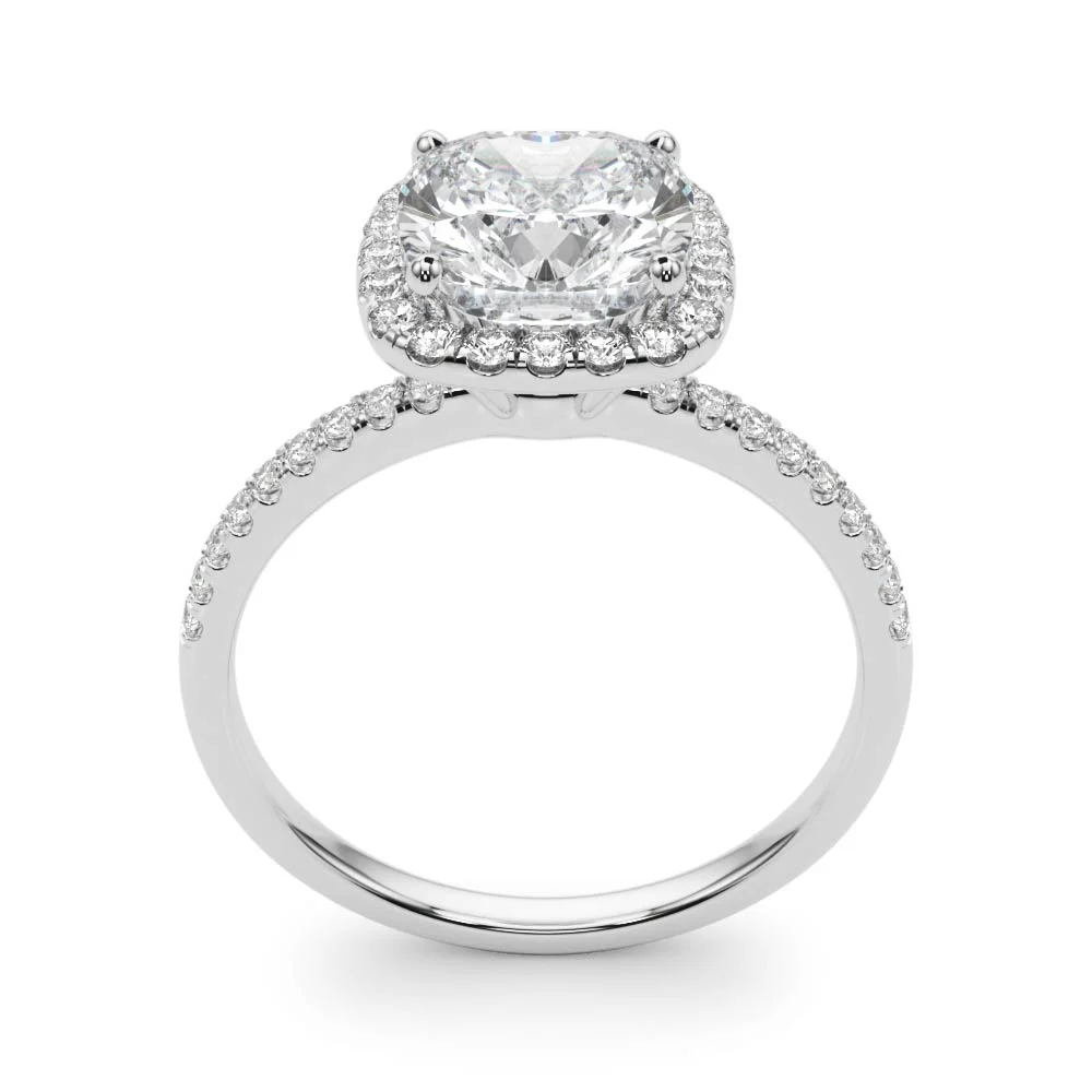 Single Row Cushion Halo Engagement Ring - Image 5