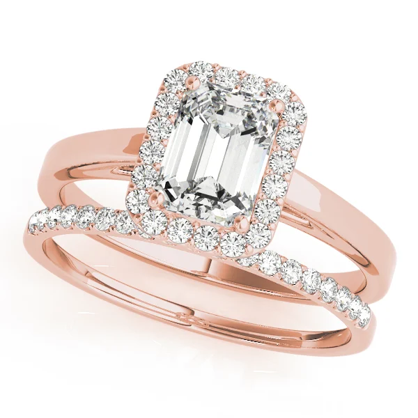Halo Emerald Cut Engagement Ring - Image 9