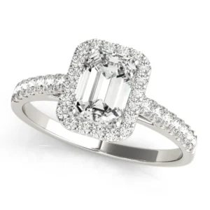 Emerald Cut Halo Engagement Ring