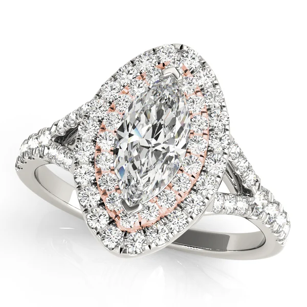 Double Halo Marquise Split Shank Engagement Ring - Image 7