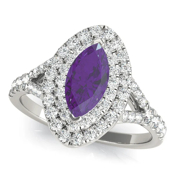 Double Halo Marquise Split Shank Engagement Ring - Image 10