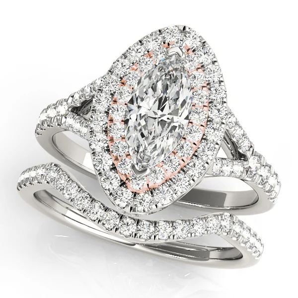 Double Halo Marquise Split Shank Engagement Ring - Image 9