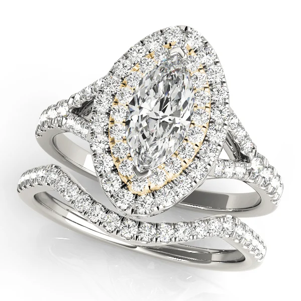 Double Halo Marquise Split Shank Engagement Ring - Image 6