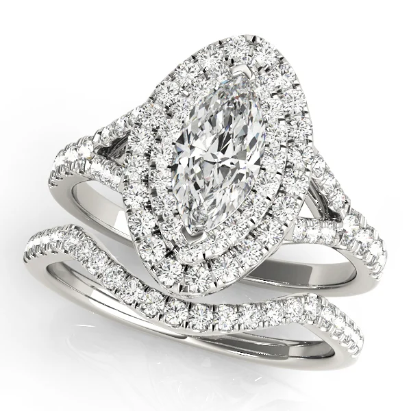 Double Halo Marquise Split Shank Engagement Ring - Image 3