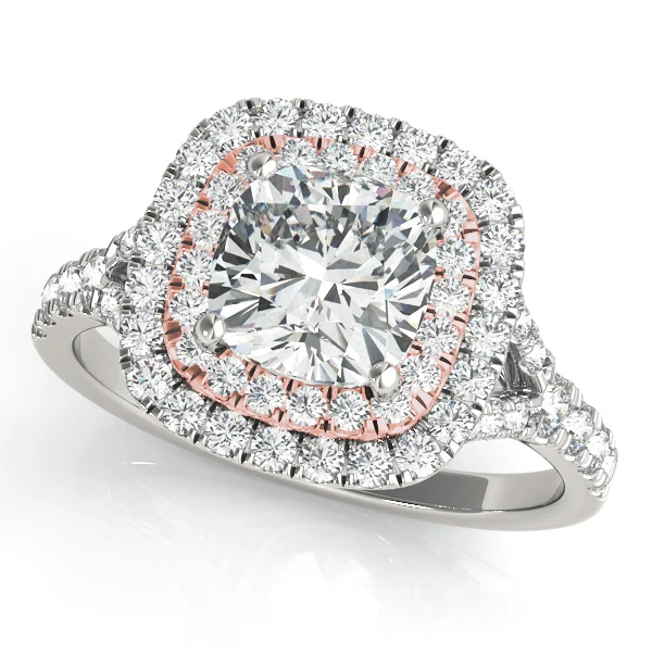 Cushion Cut Split Shank Double Halo Engagement Ring - Image 7