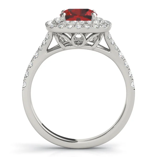 Cushion Cut Split Shank Double Halo Engagement Ring - Image 11
