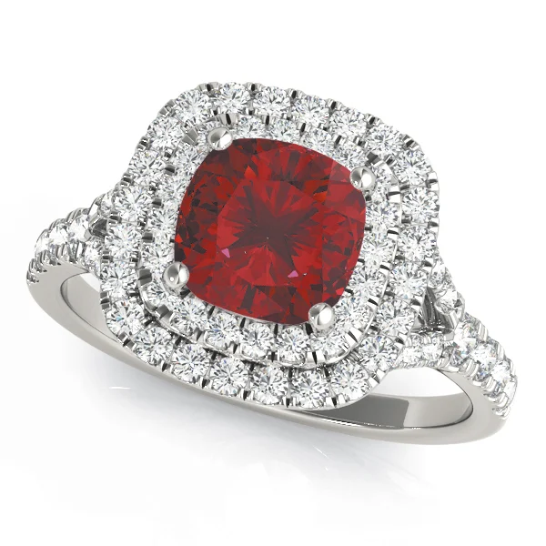 Cushion Cut Split Shank Double Halo Engagement Ring - Image 10
