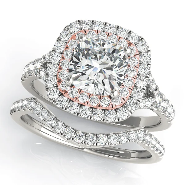 Cushion Cut Split Shank Double Halo Engagement Ring - Image 9