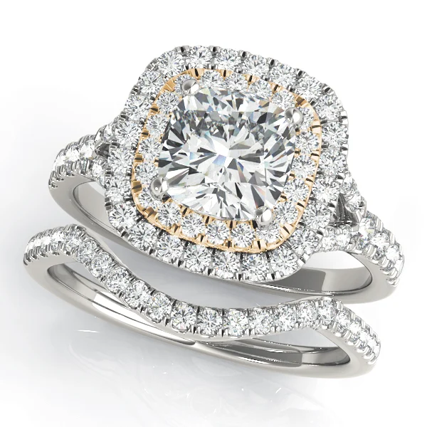 Cushion Cut Split Shank Double Halo Engagement Ring - Image 6