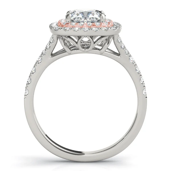 Cushion Cut Split Shank Double Halo Engagement Ring - Image 8