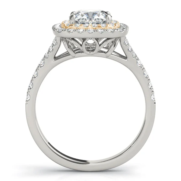 Cushion Cut Split Shank Double Halo Engagement Ring - Image 5
