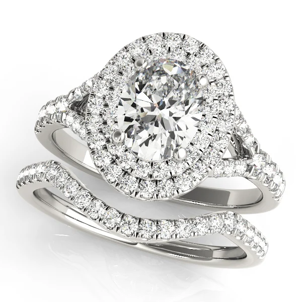 Oval Double Halo Split Shank Engagement Ring - Image 3