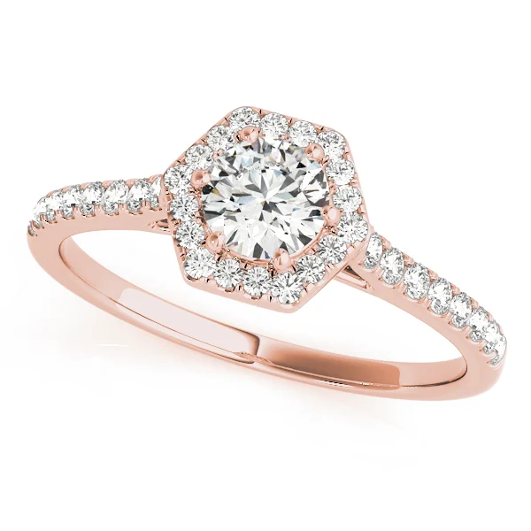 Single Row Cathedral Halo Engagement Ring - Image 9