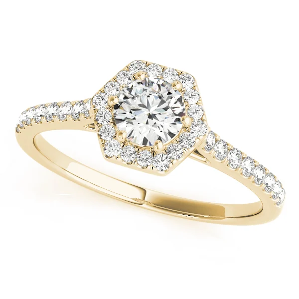 Single Row Cathedral Halo Engagement Ring - Image 5