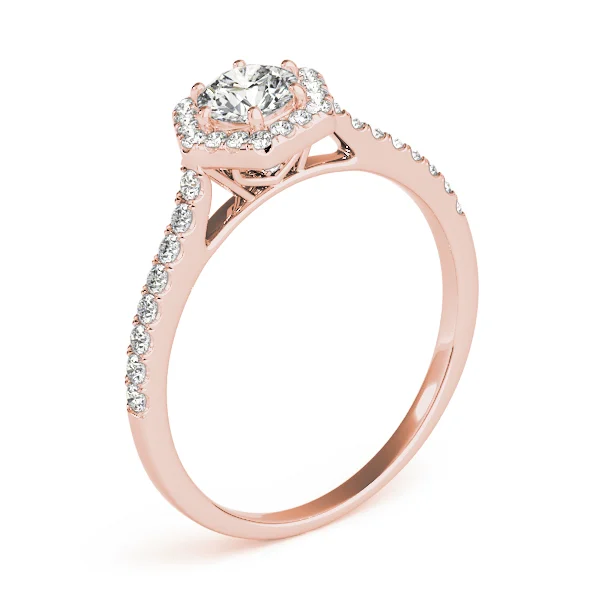 Single Row Cathedral Halo Engagement Ring - Image 12