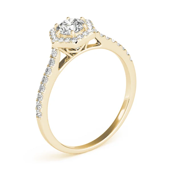 Single Row Cathedral Halo Engagement Ring - Image 8