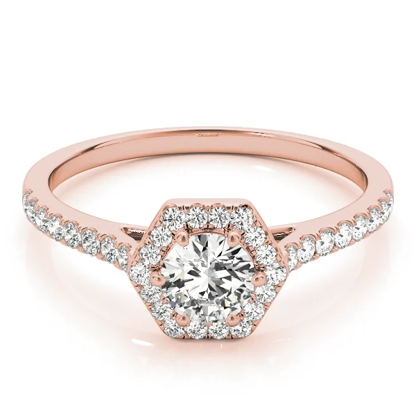 Single Row Cathedral Halo Engagement Ring - Image 11