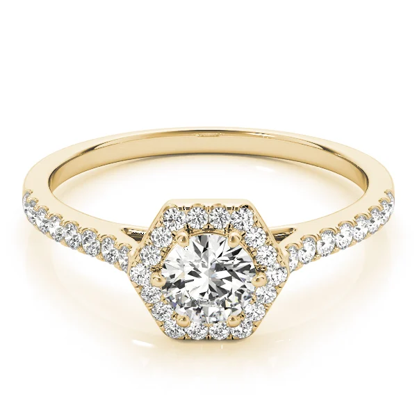 Single Row Cathedral Halo Engagement Ring - Image 7
