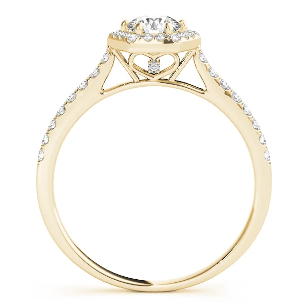 Single Row Cathedral Halo Engagement Ring - Image 6