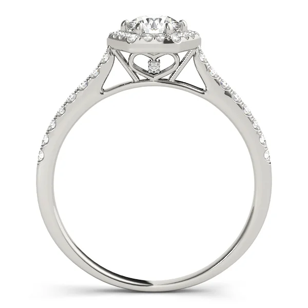 Single Row Cathedral Halo Engagement Ring - Image 2