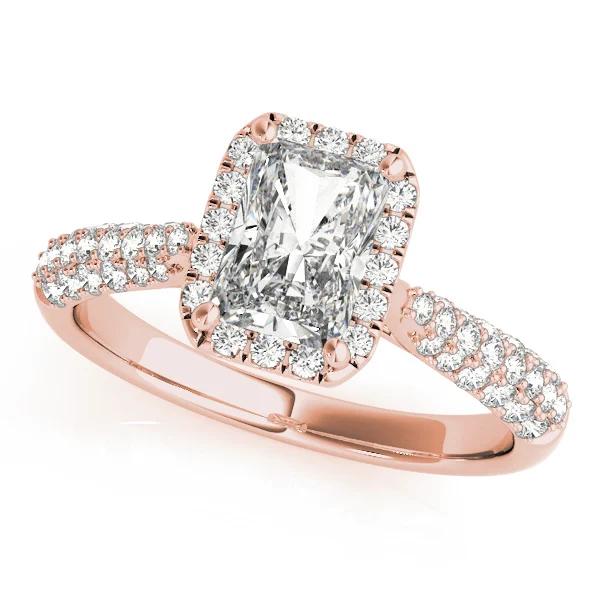 Multirow Pavé Halo Emerald Shape Engagement Ring - Image 9