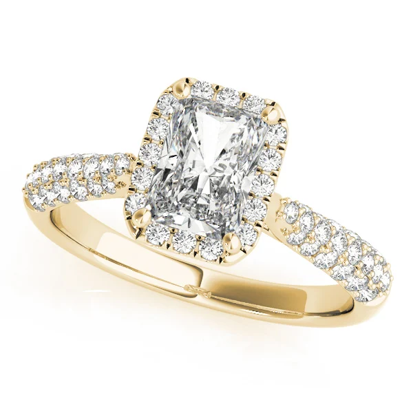 Multirow Pavé Halo Emerald Shape Engagement Ring - Image 5