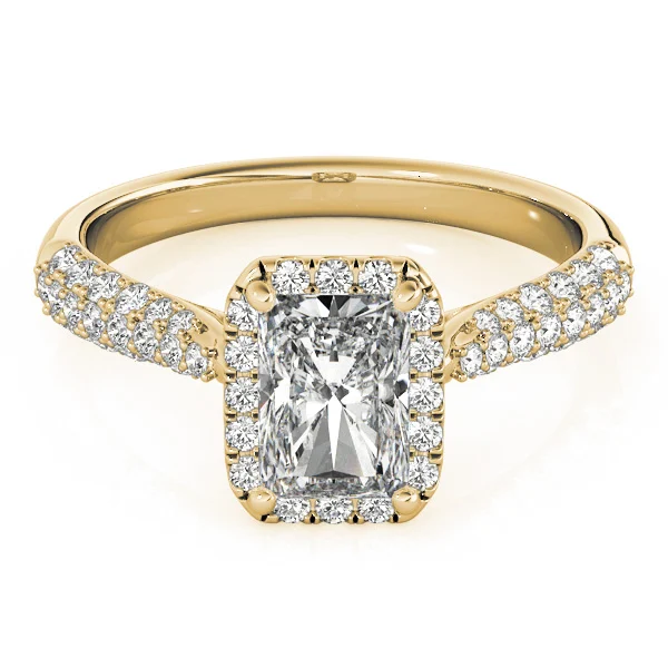 Multirow Pavé Halo Emerald Shape Engagement Ring - Image 7