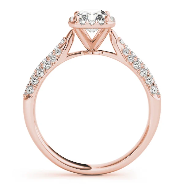 Multirow Pavé Halo Emerald Shape Engagement Ring - Image 10