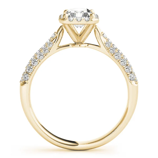 Multirow Pavé Halo Emerald Shape Engagement Ring - Image 6