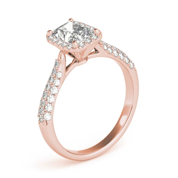 Multirow Pavé Halo Emerald Shape Engagement Ring - Image 12