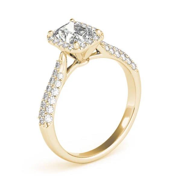 Multirow Pavé Halo Emerald Shape Engagement Ring - Image 8