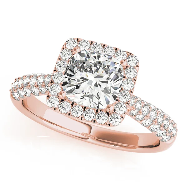 Multirow Pavé Cushion Halo Engagement Ring - Image 9