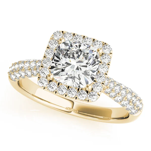Multirow Pavé Cushion Halo Engagement Ring - Image 5