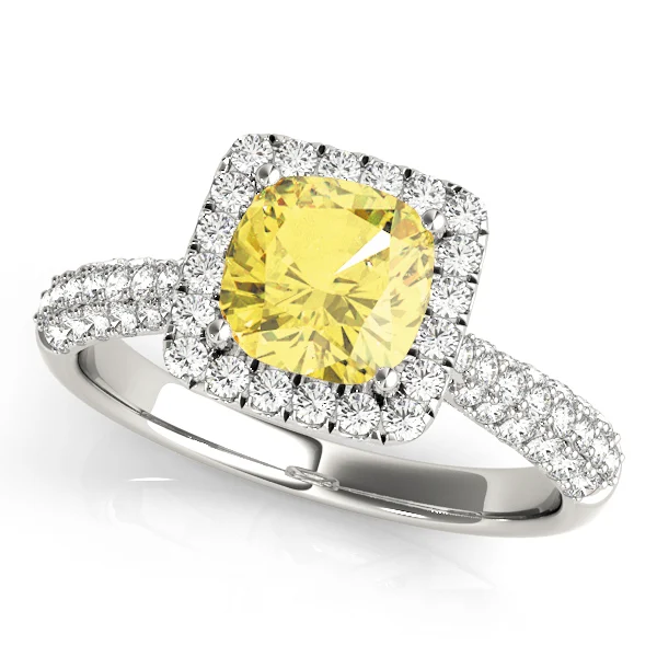 Multirow Pavé Cushion Halo Engagement Ring - Image 13