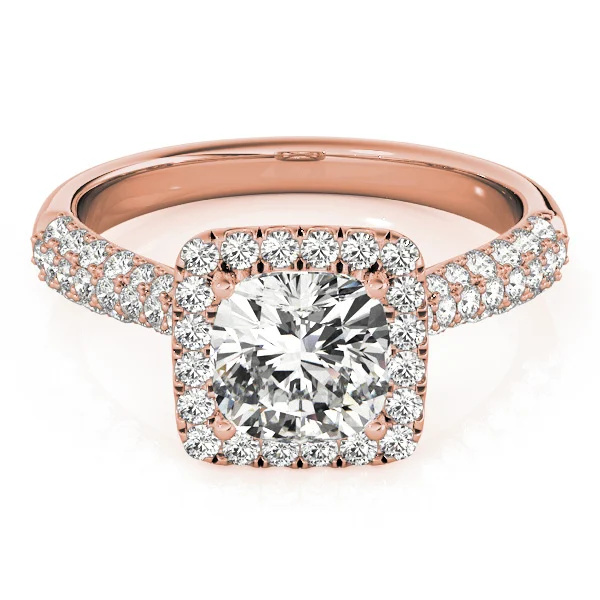 Multirow Pavé Cushion Halo Engagement Ring - Image 11