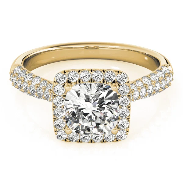 Multirow Pavé Cushion Halo Engagement Ring - Image 7