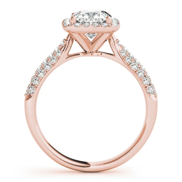 Multirow Pavé Cushion Halo Engagement Ring - Image 10