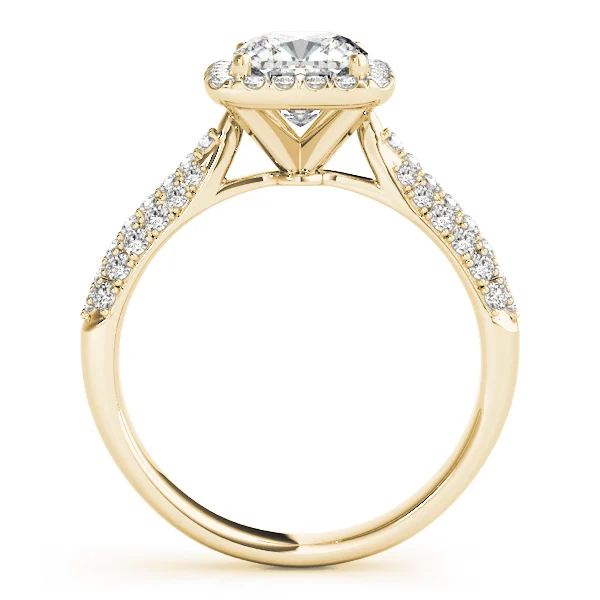Multirow Pavé Cushion Halo Engagement Ring - Image 6