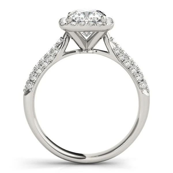 Multirow Pavé Cushion Halo Engagement Ring - Image 2
