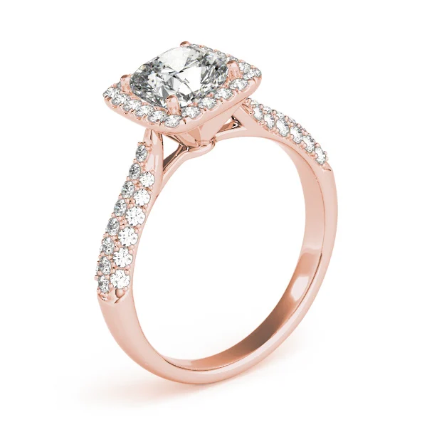 Multirow Pavé Cushion Halo Engagement Ring - Image 12