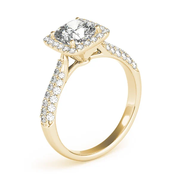 Multirow Pavé Cushion Halo Engagement Ring - Image 8