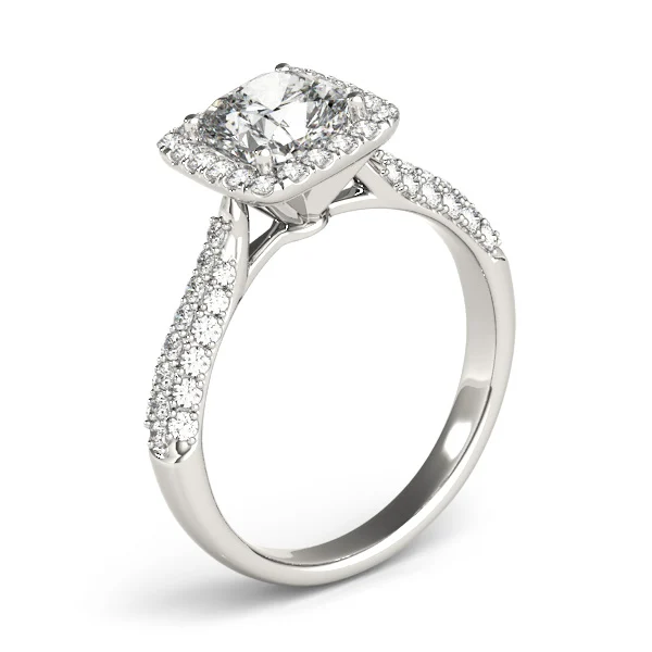 Multirow Pavé Cushion Halo Engagement Ring - Image 4